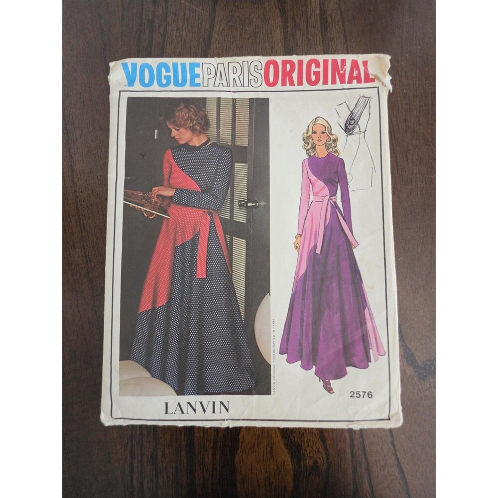 Vintage Vogue Paris Original 2576 Lanvin Dress Sewing Pattern Sz 8-16 Uncut